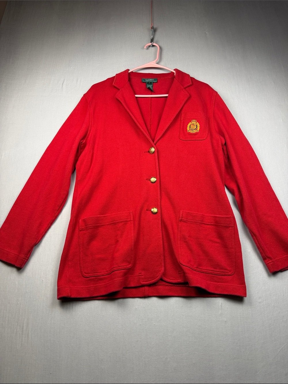 Lauren Ralph Lauren Red Cotton Blazer with Gold Buttons